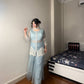 Exclusive Soft Organza Indo-Western Party Wear Set with Embroidered Blouse, Top, Circular Plazzo and Coordinated Dupatta
