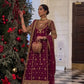 New Designer Maroon Faux Georgette Embroidered Top Plazzo and Dupatta Set - Jaipuri Vastra