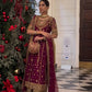 New Designer Maroon Faux Georgette Embroidered Top Plazzo and Dupatta Set - Jaipuri Vastra