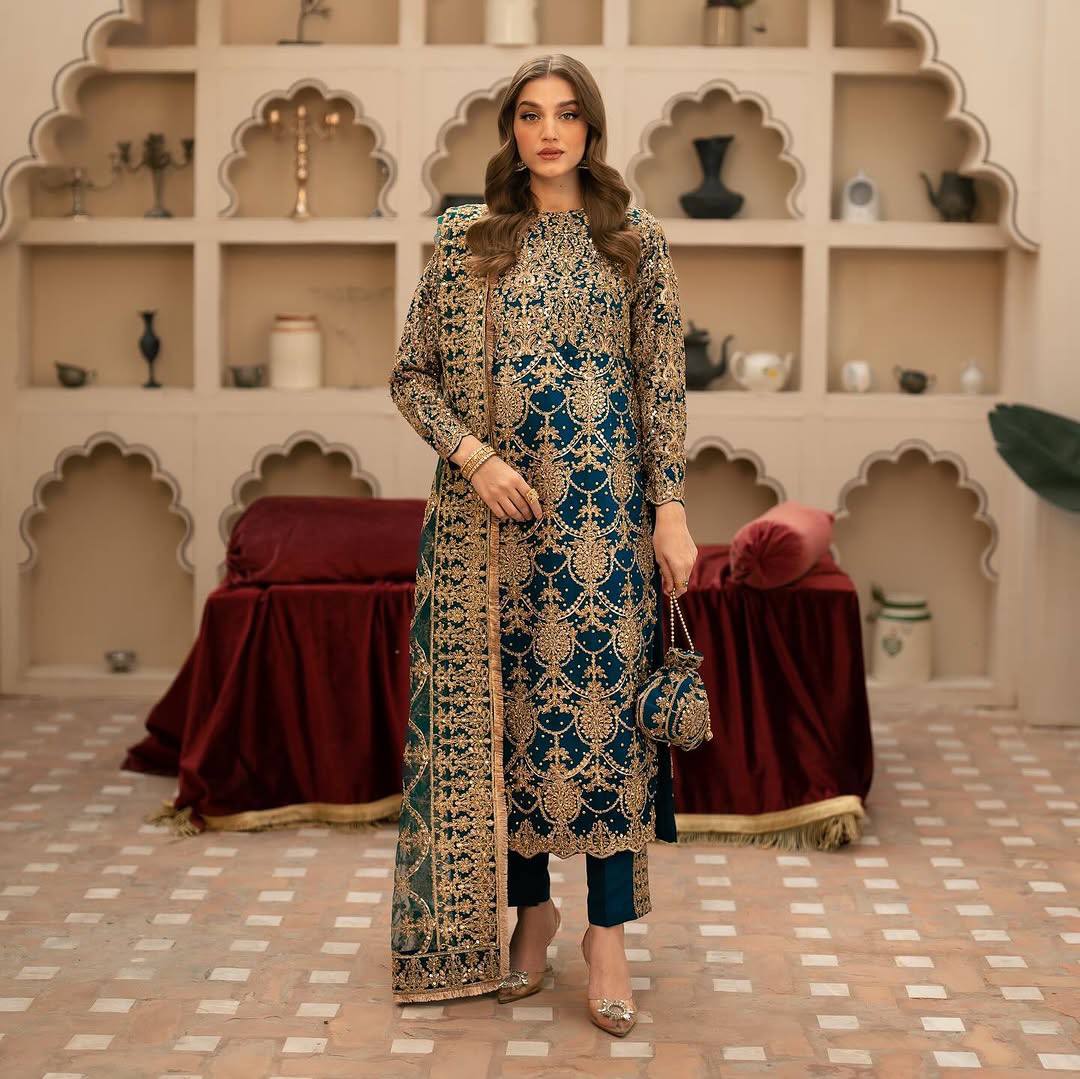 New Designer Party Wear Faux Georgette Embroidered Top Plazzo and Dupatta Set - Jaipuri Vastra