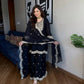 Designer Chinnon Top Bottom Dupatta Set with Coding Dori Sequence Work - Jaipuri Vastra