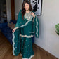Designer Chinnon Top Bottom Dupatta Set with Coding Dori Sequence Work - Jaipuri Vastra