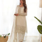 Designer Chinon Silk Straight Fit Kurta with Sequin and Zari Embroidery, Dupatta & Trouser Set - Jaipuri Vastra