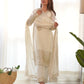 Designer Chinon Silk Straight Fit Kurta with Sequin and Zari Embroidery, Dupatta & Trouser Set - Jaipuri Vastra