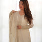 Designer Chinon Silk Straight Fit Kurta with Sequin and Zari Embroidery, Dupatta & Trouser Set - Jaipuri Vastra