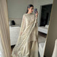 Designer Chinon Sequence Embroidered Top and Pant with Sarara Detail and Dupatta