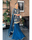 Stylish Faux Georgette Kurti Sharara and Dupatta Ensemble for Festive Wear - Jaipuri Vastra