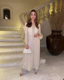Premium Sequence Embroidered Faux Georgette Outfit with Handmade Moti Detailing