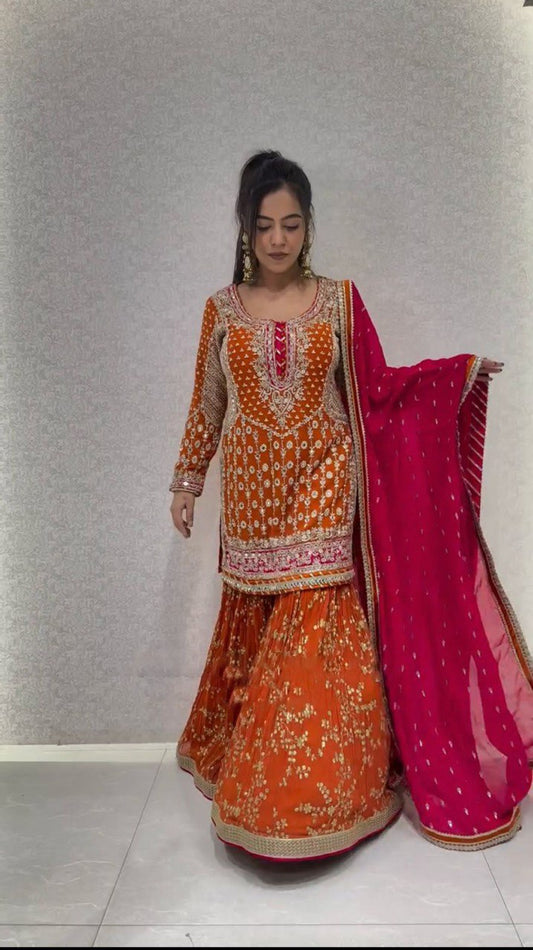 Trendy Faux Georgette Sharara and Dupatta Set Modern Ethnic Style - Jaipuri Vastra