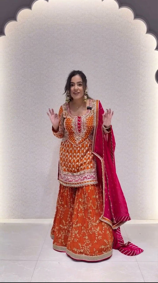 Trendy Faux Georgette Sharara and Dupatta Set Modern Ethnic Style - Jaipuri Vastra