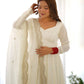 Fully Stitched Romansilk Chanderi Anarkali Outfit with Dupatta and Bottoms - Jaipuri Vastra