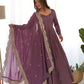 Fully Stitched Romansilk Chanderi Anarkali Outfit with Dupatta and Bottoms - Jaipuri Vastra