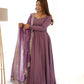 Fully Stitched Romansilk Chanderi Anarkali Outfit with Dupatta and Bottoms - Jaipuri Vastra