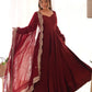 Fully Stitched Romansilk Chanderi Anarkali Outfit with Dupatta and Bottoms - Jaipuri Vastra