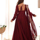 Fully Stitched Romansilk Chanderi Anarkali Outfit with Dupatta and Bottoms - Jaipuri Vastra