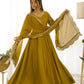 Fully Stitched Romansilk Chanderi Anarkali Outfit with Dupatta and Bottoms - Jaipuri Vastra
