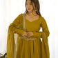 Fully Stitched Romansilk Chanderi Anarkali Outfit with Dupatta and Bottoms - Jaipuri Vastra