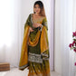 Elegant Chinon Silk Top with Coding Dori Sequin and Rivet Moti Work Plazzo Suit - Jaipuri Vastra