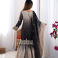 Elegant Chinon Silk Top with Coding Dori Sequin and Rivet Moti Work Plazzo Suit - Jaipuri Vastra