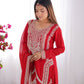 Premium Vichitra Silk Kurta with Straight Cut Design, Dupatta and Ready-to-Wear Trousers - Jaipuri Vastra