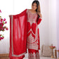 Premium Vichitra Silk Kurta with Straight Cut Design, Dupatta and Ready-to-Wear Trousers - Jaipuri Vastra
