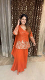 Fashionable Partywear Georgette Set with Sequence Embroidery & Pleated Dupatta