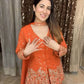 Fashionable Partywear Georgette Set with Sequence Embroidery & Pleated Dupatta