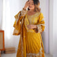 Elegant Chinon Silk Top with Coding Dori Sequin and Rivet Moti Work Plazzo Suit - Jaipuri Vastra