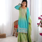 Elegant Chinon Silk Top with Coding Dori Sequin and Rivet Moti Work Plazzo Suit - Jaipuri Vastra