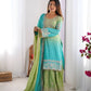 Elegant Chinon Silk Top with Coding Dori Sequin and Rivet Moti Work Plazzo Suit - Jaipuri Vastra