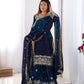 Elegant Chinon Silk Top with Coding Dori Sequin and Rivet Moti Work Plazzo Suit - Jaipuri Vastra