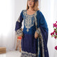 Elegant Chinon Silk Top with Coding Dori Sequin and Rivet Moti Work Plazzo Suit - Jaipuri Vastra