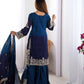 Elegant Chinon Silk Top with Coding Dori Sequin and Rivet Moti Work Plazzo Suit - Jaipuri Vastra