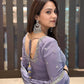 Festive Faux Georgette Suit Set in Purple with Heavy Embroidery, Pearl Detailing and Mirror Hand Work - Jaipuri Vastra