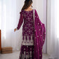 Premium Faux Georgette Front and Back Sequin Embroidered Suit with Plazzo and Dupatta - Jaipuri Vastra