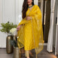 Designer Roman Silk Ensemble with Mirror Work and Embroidered Organza Dupatta