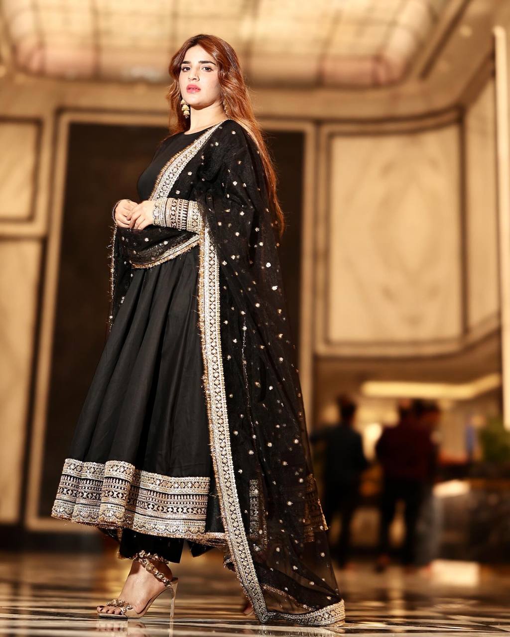 Premium Readymade Anarkali Suit Set Three Piece with Heavy Sequins and Zari Embroidery - Jaipuri Vastra