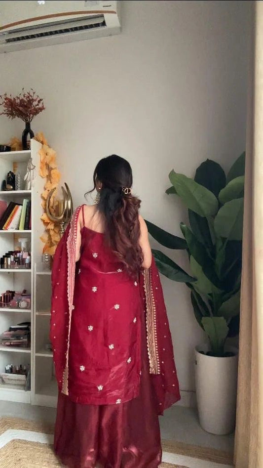 Jimmy Choo Designer Inspired Palazzo Set with Statement Dupatta for Luxe Evenings - Jaipuri Vastra