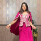 Designer Indo-Western Chinon Dhoti Set with Long Blouse and Embroidered Koti