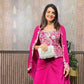 Designer Indo-Western Chinon Dhoti Set with Long Blouse and Embroidered Koti
