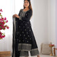 Designer Embroidered Chinon Silk Kurta with Zari and Sequence Work, Paired with Trousers and Dupatta - Jaipuri Vastra