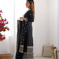 Designer Embroidered Chinon Silk Kurta with Zari and Sequence Work, Paired with Trousers and Dupatta - Jaipuri Vastra