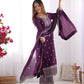 Designer Embroidered Chinon Silk Kurta with Zari and Sequence Work, Paired with Trousers and Dupatta - Jaipuri Vastra
