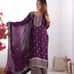 Designer Embroidered Chinon Silk Kurta with Zari and Sequence Work, Paired with Trousers and Dupatta - Jaipuri Vastra
