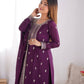 Designer Embroidered Chinon Silk Kurta with Zari and Sequence Work, Paired with Trousers and Dupatta - Jaipuri Vastra