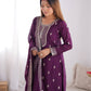 Designer Embroidered Chinon Silk Kurta with Zari and Sequence Work, Paired with Trousers and Dupatta - Jaipuri Vastra
