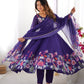 Designer Organza Silk Anarkali with Hand Embroidered Flower Work and Zipper Finish - Jaipuri Vastra
