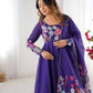 Designer Organza Silk Anarkali with Hand Embroidered Flower Work and Zipper Finish - Jaipuri Vastra