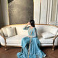 Designer Ready-to-Wear Faux Georgette Embroidered Set with Dupatta in Sky Blue - Jaipuri Vastra