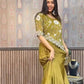 Moss Green Chinon Indo-Western Draped Dhoti with Embroidered Up & Down Top